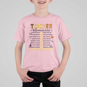 Funny Teacher Halloween Tour T Shirt For Kid Spooky Teacher Activities Pumpkin Witch Hat Bat TS11 Light Pink Print Your Wear