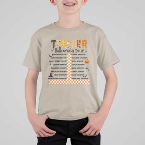 Funny Teacher Halloween Tour T Shirt For Kid Spooky Teacher Activities Pumpkin Witch Hat Bat TS11 Sand Print Your Wear