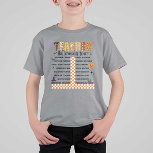 Funny Teacher Halloween Tour T Shirt For Kid Spooky Teacher Activities Pumpkin Witch Hat Bat TS11 Sport Gray Print Your Wear