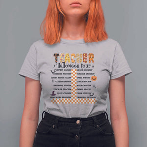 Funny Teacher Halloween Tour T Shirt For Women Spooky Teacher Activities Pumpkin Witch Hat Bat TS11 Ice Gray Print Your Wear