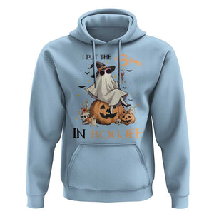 I Put The Boo In Boujee Hoodie Halloween Cute Lady Ghost Is Drinking Wine Pumpkin TS11 Light Blue Print Your Wear