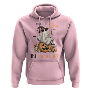 I Put The Boo In Boujee Hoodie Halloween Cute Lady Ghost Is Drinking Wine Pumpkin TS11 Light Pink Print Your Wear