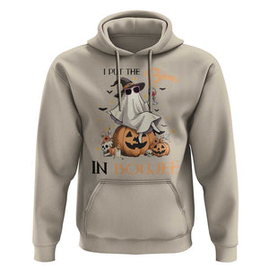 I Put The Boo In Boujee Hoodie Halloween Cute Lady Ghost Is Drinking Wine Pumpkin TS11 Sand Print Your Wear