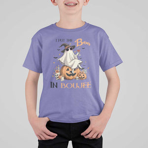 I Put The Boo In Boujee T Shirt For Kid Halloween Cute Lady Ghost Is Drinking Wine Pumpkin TS11 Violet Print Your Wear