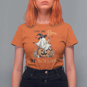 I Put The Boo In Boujee T Shirt For Women Halloween Cute Lady Ghost Is Drinking Wine Pumpkin TS11 Orange Print Your Wear