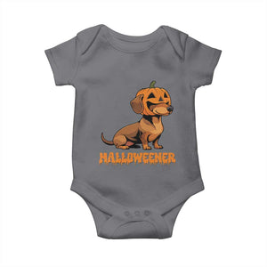 Funny Halloween Dachshund Baby Onesie Halloweener Pumpkin Wiener Dog TS11 Charcoal Print Your Wear