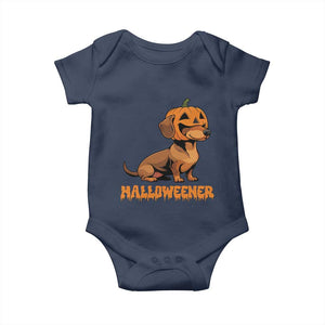 Funny Halloween Dachshund Baby Onesie Halloweener Pumpkin Wiener Dog TS11 Navy Print Your Wear