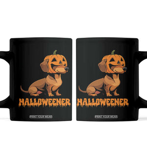 Funny Halloween Dachshund Coffee Mug Halloweener Pumpkin Wiener Dog TS11 Black Print Your Wear