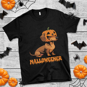 Funny Halloween Dachshund T Shirt Halloweener Pumpkin Wiener Dog TS11 Black Print Your Wear