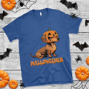 Funny Halloween Dachshund T Shirt Halloweener Pumpkin Wiener Dog TS11 Royal Blue Print Your Wear