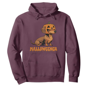 Funny Halloween Dachshund Hoodie Halloweener Pumpkin Wiener Dog TS11 Maroon Print Your Wear