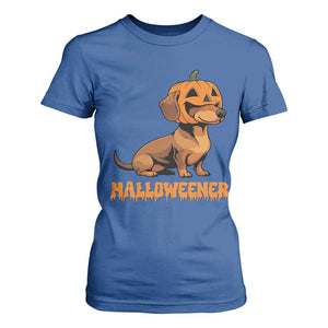 Funny Halloween Dachshund T Shirt For Women Halloweener Pumpkin Wiener Dog TS11 Royal Blue Print Your Wear