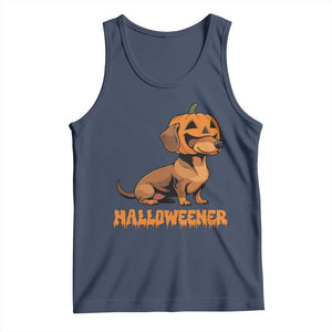 Funny Halloween Dachshund Tank Top Halloweener Pumpkin Wiener Dog TS11 Navy Print Your Wear