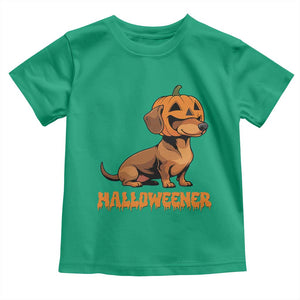Funny Halloween Dachshund Toddler T Shirt Halloweener Pumpkin Wiener Dog TS11 Irish Green Print Your Wear