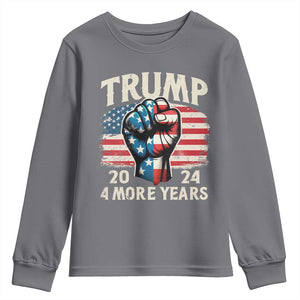 Trump Supporter Youth Sweatshirt Trump 2024 Four More Years American Flag Hand Fist TS11 Charcoal Print Your Wear