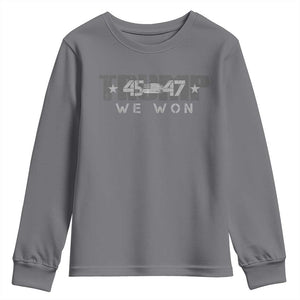 Trump Supporter 2024 Youth Sweatshirt Trump 45 47 We Won Presidential Election TS11 Charcoal Print Your Wear