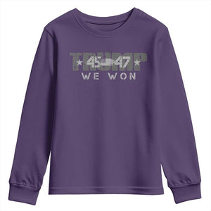 Trump Supporter 2024 Youth Sweatshirt Trump 45 47 We Won Presidential Election TS11 Purple Print Your Wear