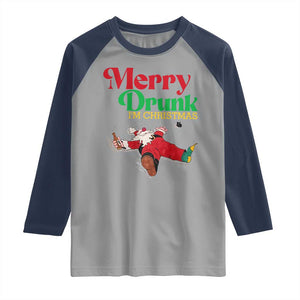 Funny Christmas Beers Raglan Shirt Merry Drunk I'm Christmas Santa TS11 Sport Gray Navy Print Your Wear