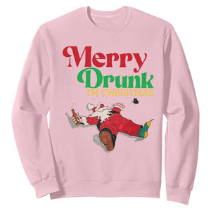 Funny Christmas Beers Sweatshirt Merry Drunk I'm Christmas Santa TS11 Light Pink Print Your Wear