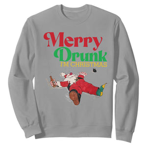 Funny Christmas Beers Sweatshirt Merry Drunk I'm Christmas Santa TS11 Sport Gray Print Your Wear