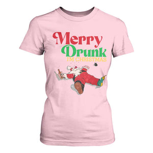 Funny Christmas Beers T Shirt For Women Merry Drunk I'm Christmas Santa TS11 Light Pink Print Your Wear