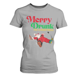 Funny Christmas Beers T Shirt For Women Merry Drunk I'm Christmas Santa TS11 Sport Gray Print Your Wear