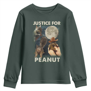 Justice For Peanut The Squirrel 2024 Moon Youth Sweatshirt TS11 Dark Forest Green Print Your Wear