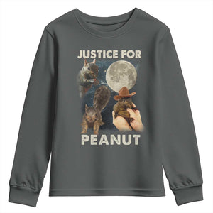 Justice For Peanut The Squirrel 2024 Moon Youth Sweatshirt TS11 Dark Heather Print Your Wear