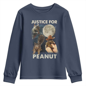 Justice For Peanut The Squirrel 2024 Moon Youth Sweatshirt TS11 Navy Print Your Wear