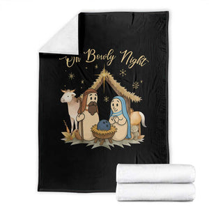 Funny Christmas Bowling Throw Blanket Oh Bowly Night Nativity Scene Bowling Pins TS11 Black Print Your Wear
