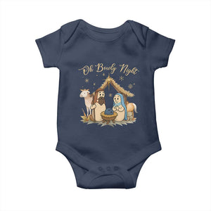 Funny Christmas Bowling Baby Onesie Oh Bowly Night Nativity Scene Bowling Pins TS11 Navy Print Your Wear