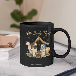 Funny Christmas Bowling Coffee Mug Oh Bowly Night Nativity Scene Bowling Pins - Print Your Wear
