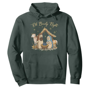 Funny Christmas Bowling Hoodie Oh Bowly Night Nativity Scene Bowling Pins TS11 Dark Forest Green Print Your Wear