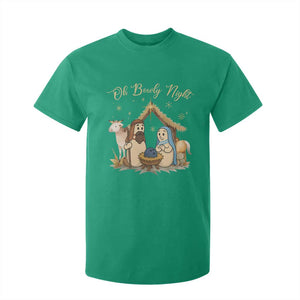 Funny Christmas Bowling T Shirt For Kid Oh Bowly Night Nativity Scene Bowling Pins TS11 Irish Green Print Your Wear