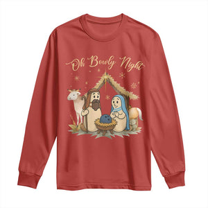 Funny Christmas Bowling Long Sleeve Shirt Oh Bowly Night Nativity Scene Bowling Pins TS11 Red Print Your Wear