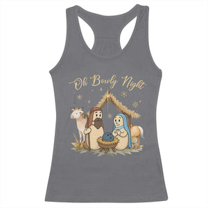 Funny Christmas Bowling Racerback Tank Top Oh Bowly Night Nativity Scene Bowling Pins TS11 Charcoal Print Your Wear