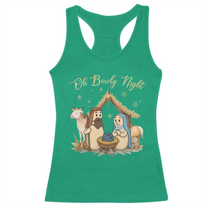 Funny Christmas Bowling Racerback Tank Top Oh Bowly Night Nativity Scene Bowling Pins TS11 Irish Green Print Your Wear