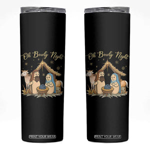 Funny Christmas Bowling Skinny Tumbler Oh Bowly Night Nativity Scene Bowling Pins - Print Your Wear