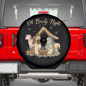 Funny Christmas Bowling Spare Tire Cover Oh Bowly Night Nativity Scene Bowling Pins TS11 Black Print Your Wear