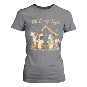 Funny Christmas Bowling T Shirt For Women Oh Bowly Night Nativity Scene Bowling Pins TS11 Charcoal Print Your Wear