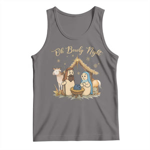 Funny Christmas Bowling Tank Top Oh Bowly Night Nativity Scene Bowling Pins TS11 Deep Heather Print Your Wear