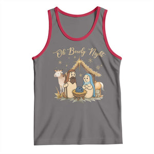 Funny Christmas Bowling Tank Top Oh Bowly Night Nativity Scene Bowling Pins TS11 Deep Heather Red Print Your Wear