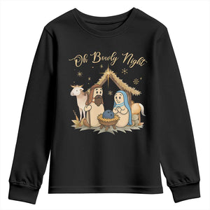 Funny Christmas Bowling Youth Sweatshirt Oh Bowly Night Nativity Scene Bowling Pins TS11 Black Print Your Wear