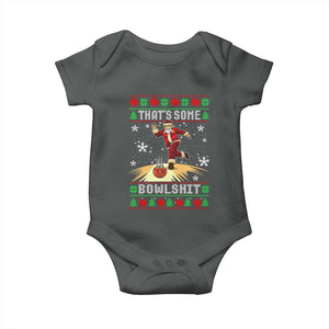Funny Christmas Bowling Baby Onesie Thats Some Bowlshit Xmas Bowler Santa TS11 Dark Heather Print Your Wear