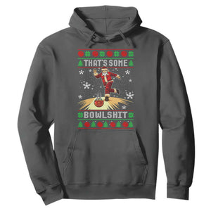 Funny Christmas Bowling Hoodie Thats Some Bowlshit Xmas Bowler Santa TS11 Dark Heather Print Your Wear