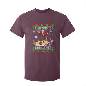 Funny Christmas Bowling T Shirt For Kid Thats Some Bowlshit Xmas Bowler Santa TS11 Maroon Print Your Wear