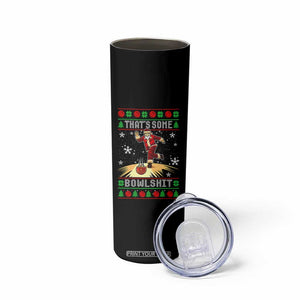 Funny Christmas Bowling Skinny Tumbler Thats Some Bowlshit Xmas Bowler Santa - Print Your Wear