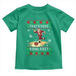 Funny Christmas Bowling Toddler T Shirt Thats Some Bowlshit Xmas Bowler Santa TS11 Irish Green Print Your Wear
