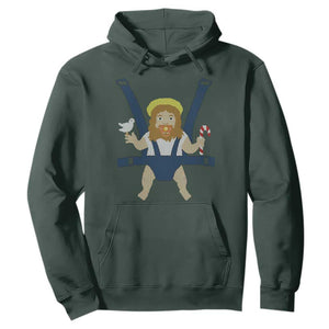 Funny Christmas Baby Jesus Hoodie Xmas Christian Little Boy TS11 Dark Forest Green Print Your Wear