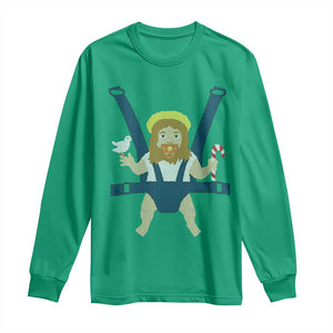 Funny Christmas Baby Jesus Long Sleeve Shirt Xmas Christian Little Boy TS11 Irish Green Print Your Wear